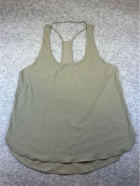 Lululemon Tank Top Women Sz 12 Olive Green Lightweight Activewear Open Back Yoga
